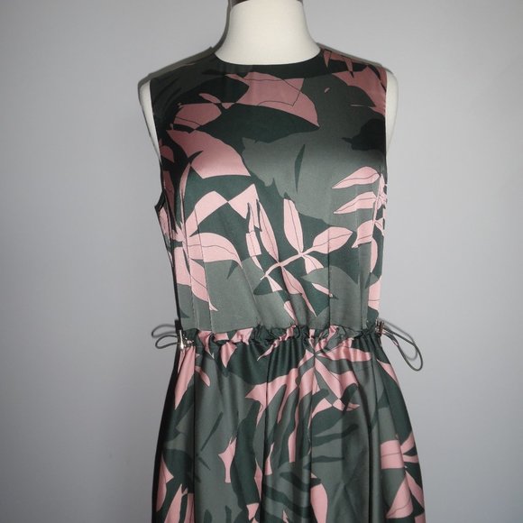 Ted Baker Dagny Exotic Palm Leaf Fit and Flare Draw cord  Print Dress - Picture 15 of 16